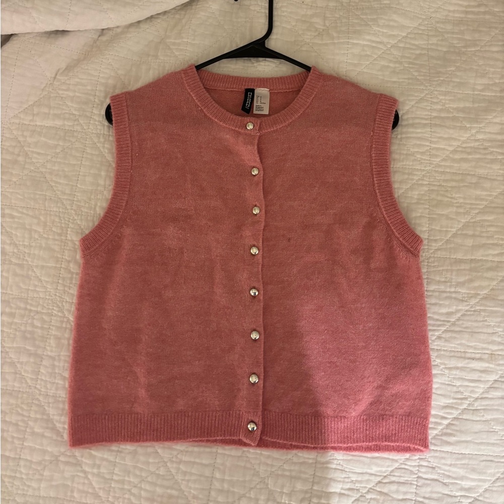 Pink Sleeveless Button-Up Top